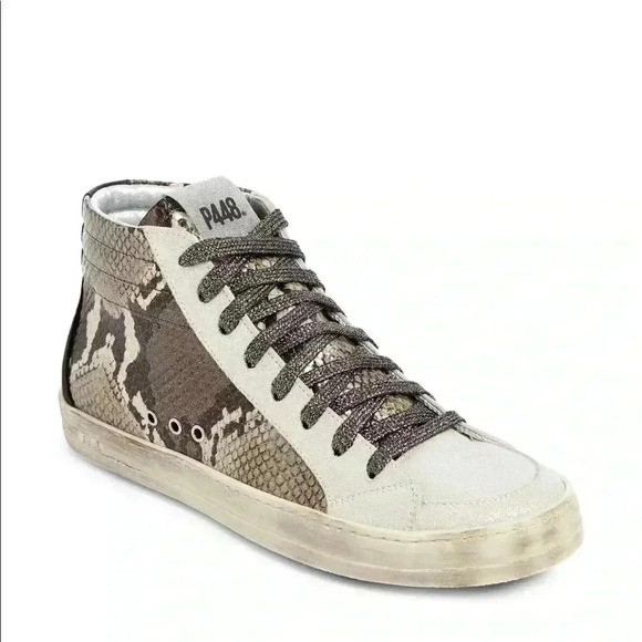P448 Skate Snakeskin Print High Top Sneakers